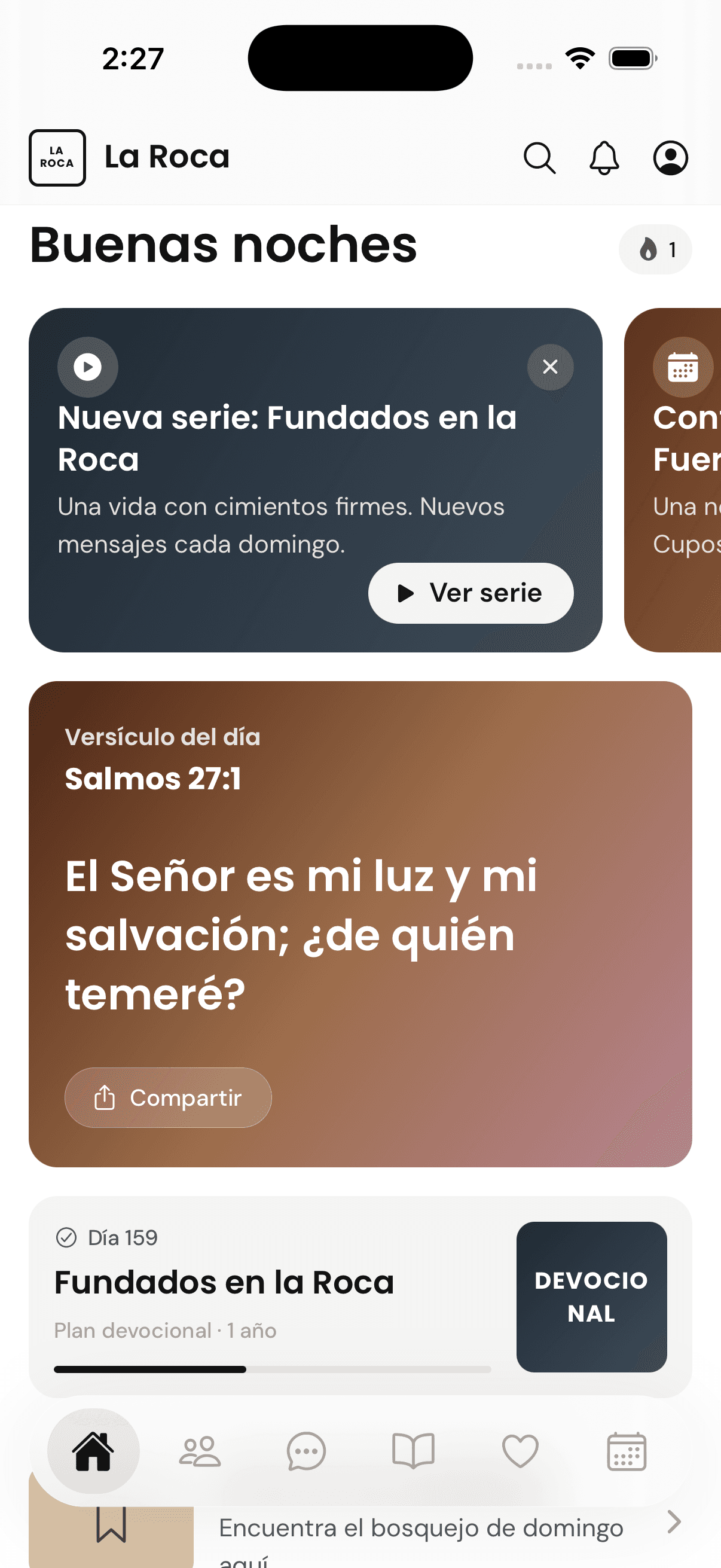 Inicio: avisos y versículo del día